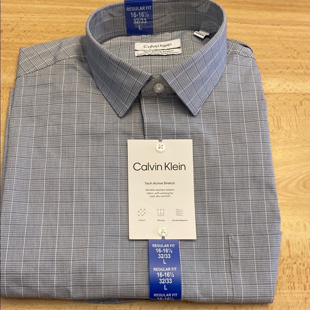 Calvin Klein Tech Active Stretch men’s dress shirt Large NWT